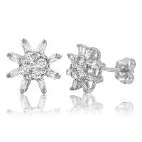 עגילי זהב 14 קראט 0.36 קראט יהלומים 811443 - מחיר מבצע! 