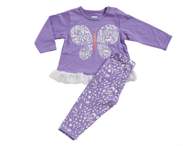 חליפת מעבר פרפר מלמלה סגול לילך מכנס לייקרה