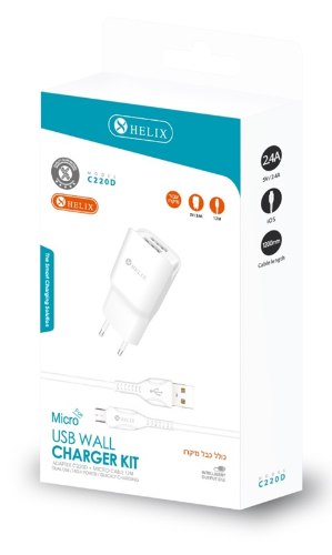 מטען קיר MICRO-USB 2.4A HELIX