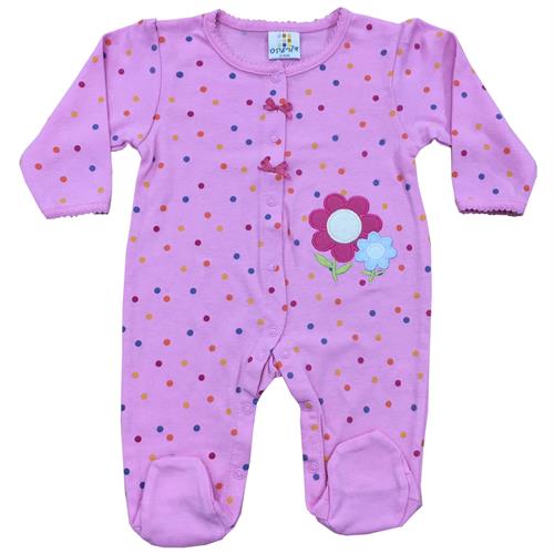 אוברול טריקו ארוך פרח ורוד