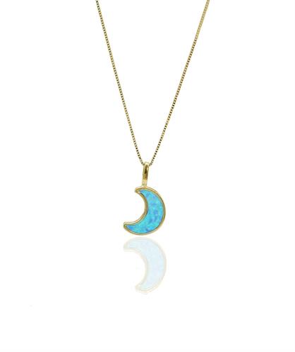 שרשרת ירח זהב מאבן אופל