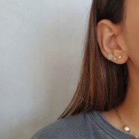 עגילי יהלומים │ עגילי יהלום צמודים │ עגילי זהב עם יהלומים ( 0.15 קראט)