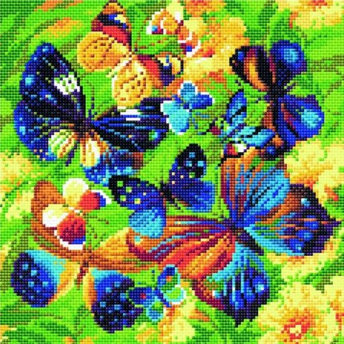 תמונת שיבוץ אבנים - פרפרים בהירים 30X30