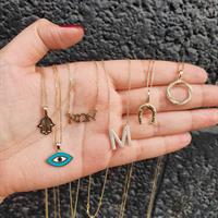 שרשרת עין זהב אמייל צבעונית מלוכסנת