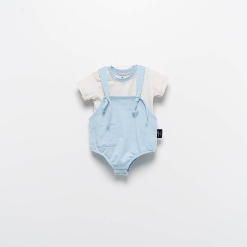 סט בגד גוף שרוכים MOINOI תכלת 3M-1Y