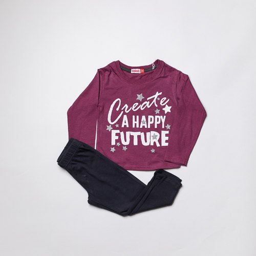 חליפת בנות לייקרה כוכבים סגולה