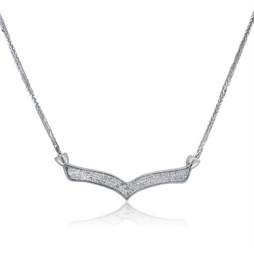 שרשרת וי זהב 14 קרט משובצת יהלומים 0.35 קראט