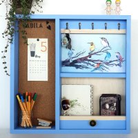 ארון למפתחות דגם ציפורים כחול