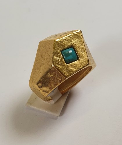 טבעת גיאומטרית משובצת טורקיז - GP