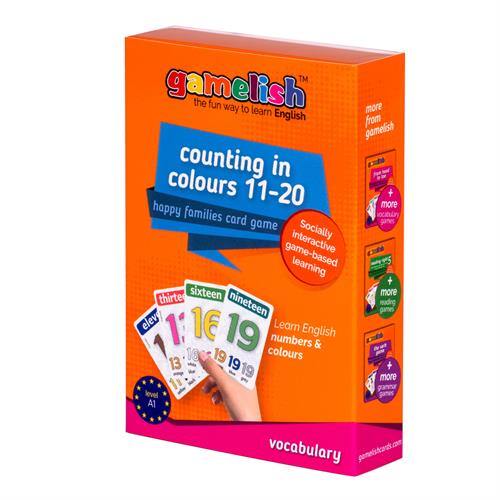 משחק רביעיות באנגלית gamelish | סופרים בצבעים 11-20  Numbers & Colors