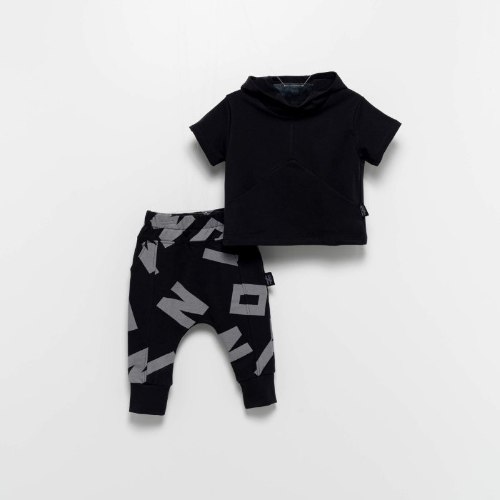 חליפת קפוצון מכנס מודפס MOINOI 6M-5Y שחור