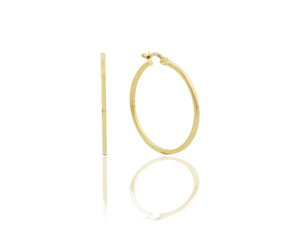 עגילי חישוק זהב 3.5 ס"מ דקים חלולים