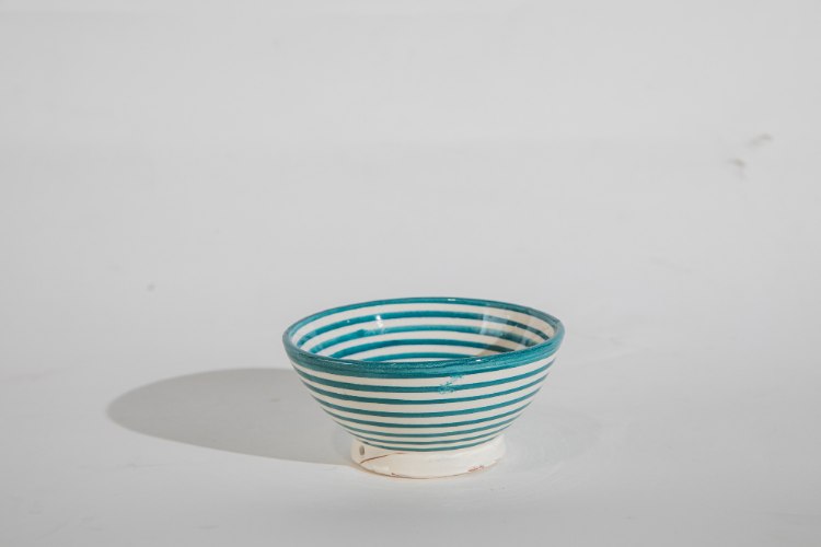 קערה טורקיז לבן פסים S