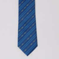 עניבה מודפסת פסים /שרשראות כחולה