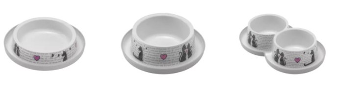 קערה מעוצבת פלסטיק לבן חתלתולים