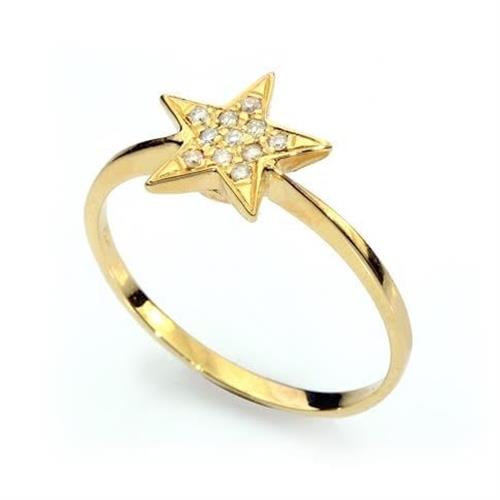 טבעת כוכב יהלומים בזהב 14K