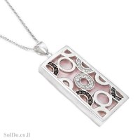 תליון מכסף מעוצב משובץ אבני זרקון T6148 | תכשיטי כסף