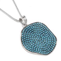 תליון מכסף משובץ אבני זרקון צבע תכלת T6132 | תכשיטי כסף