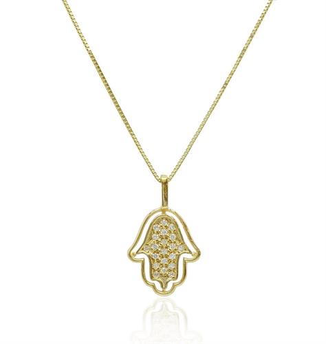 שרשרת לגבר עם חמסה ויהלומים עשויה בזהב 14 קראט