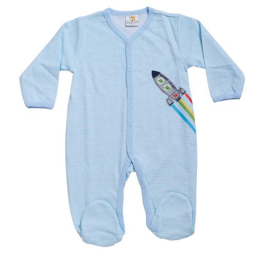 אוברול טריקו ארוך חללית תכלת בייבי