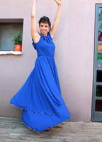 שמלת ערב סבנטיז מקסי כחול רויאל מידה M