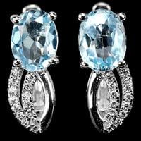 עגילי כסף משובצים טופז כחול וזרקונים A8347 | תכשיטי כסף 925 | עגילי כסף