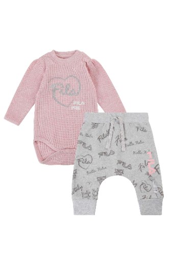 חליפת בגד גוף ורוד הדפס לב 0-12 חודשים