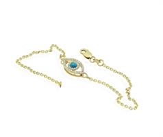 צמיד עין הרעה עשיר ונוצץ משובץ יהלומים ואבן טורקיז