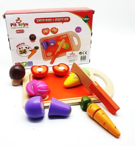 משחקי עץ לילדים סט ירקות+קרש חיתוך – PITOYS