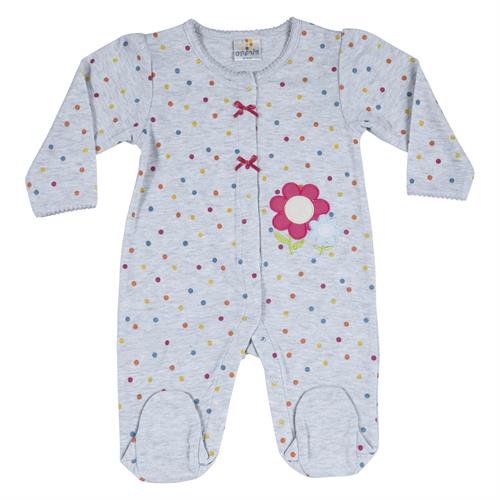 אוברול טריקו ארוך פרח אפור מלאנג'