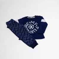 פיג'מת אינטרלוק כדורגל ירוק זית בנים