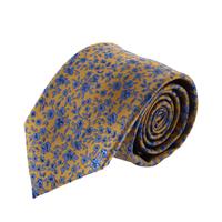 עניבה קלאסית פרחים כחול זהב
