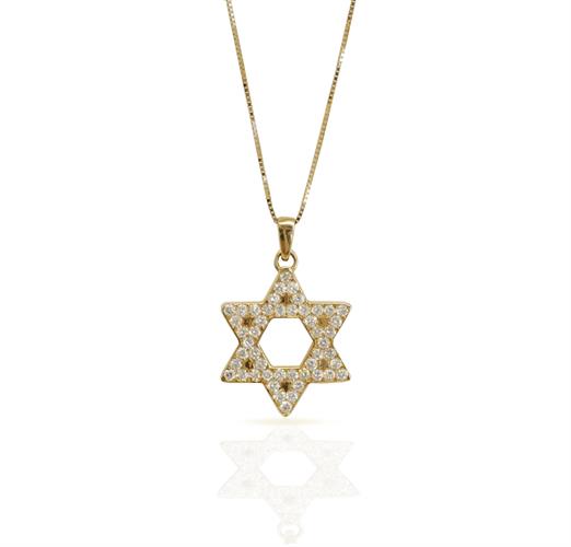 שרשרת מגן דוד לגבר משובץ יהלומים לבנים 0.70 קראט