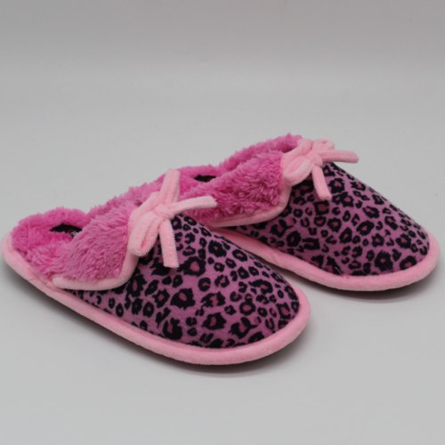 נעלי בית חמות לילדות מנומר ורוד