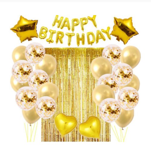 סט Happy Birthday צבע זהב