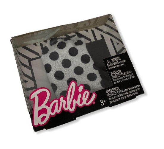 חצאית לבנה עם נקודות שחורות לברבי