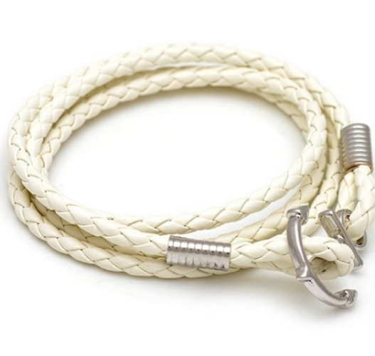 צמיד עוגן לבן מתלפף