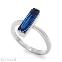 טבעת מכסף משובצת אבן זרקון כחולה בצורת מלבן RG1632 | תכשיטי כסף 925