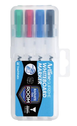 סט טושים 4 ללוח מחיק - אדום, ורוק, כחול, שחור ARTLINE