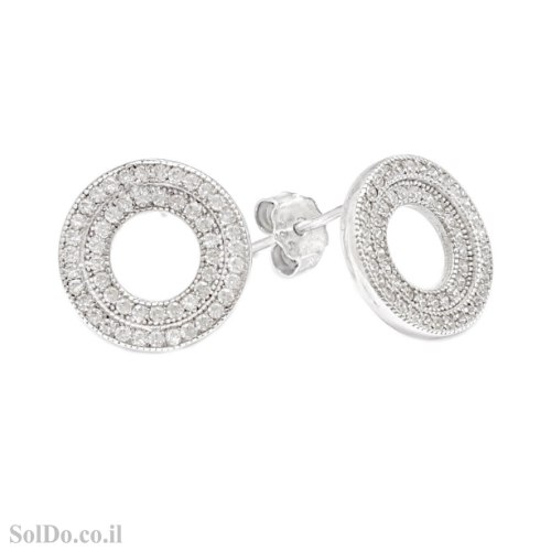 עגילים מכסף צמודים משובצים אבני זרקון A8851 | תכשיטי כסף 925