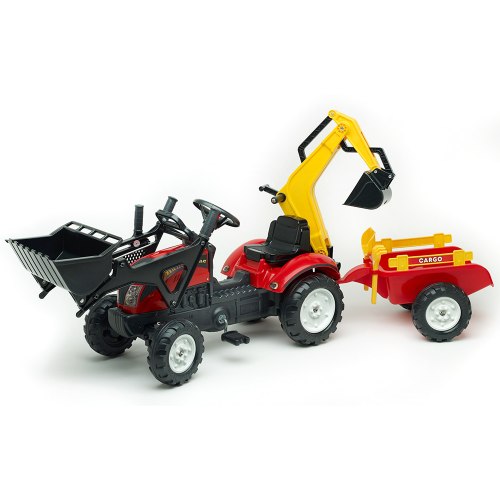 טרקטור פדלים שופל עם מחפרון ועגלה