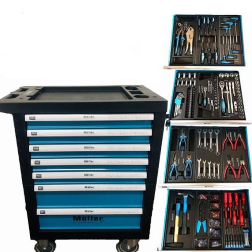 עגלת כלים 7 מגירות מבית MOLLER GERMANY כולל 220 כלים