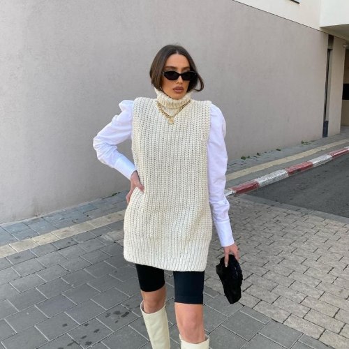 אפודת סריג צמות שמנת