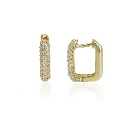 עגילי חצי חישוק משובצים זרקונים בזהב 14 קרט 