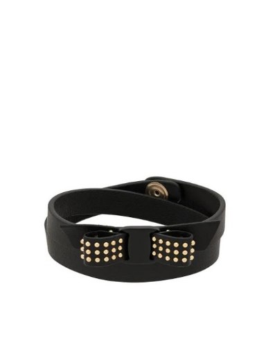 צמיד עור פפיון ניתים זהב Salvatore Ferragamo vara bow leather bracelet