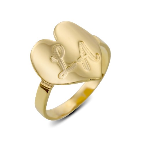 טבעת לב מקומרת עם חריטה דגם LA511