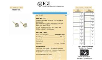 עגילי יהלום צמודים לאוזן משובצים 0.50 קראט בזהב 14 קרט