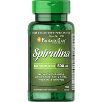 -- ספירולינה 500 מ"ג --  Puritan's Prid  מכיל  100 טבליות ן 500 מ"ג