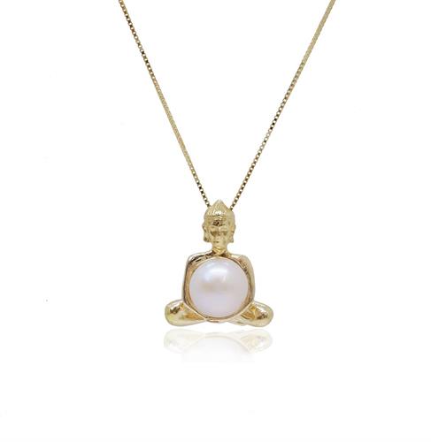 שרשרת ותליון בודהה עם פנינה