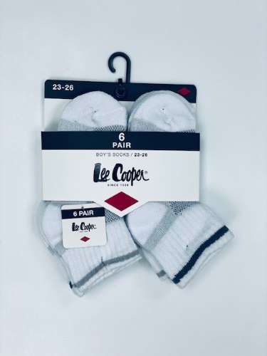 שישית גרבי בנים מגבת חצי גובה לבן